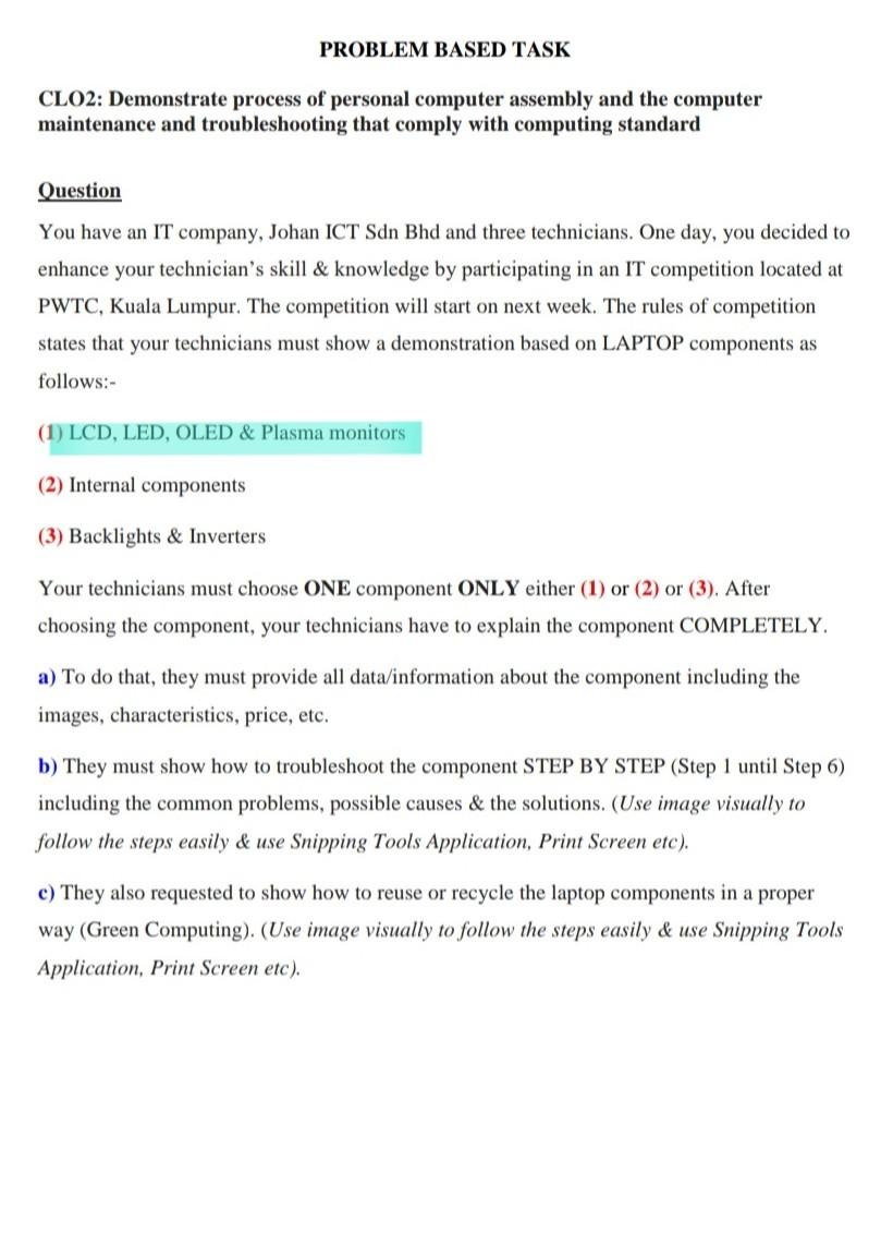 Solved PROBLEM BASED TASK CLO2: Demonstrate process of | Chegg.com