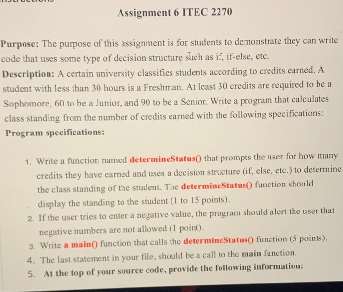 Solved Assignment 6 ITEC 2270 Purpose: The Purpose Of This | Chegg.com