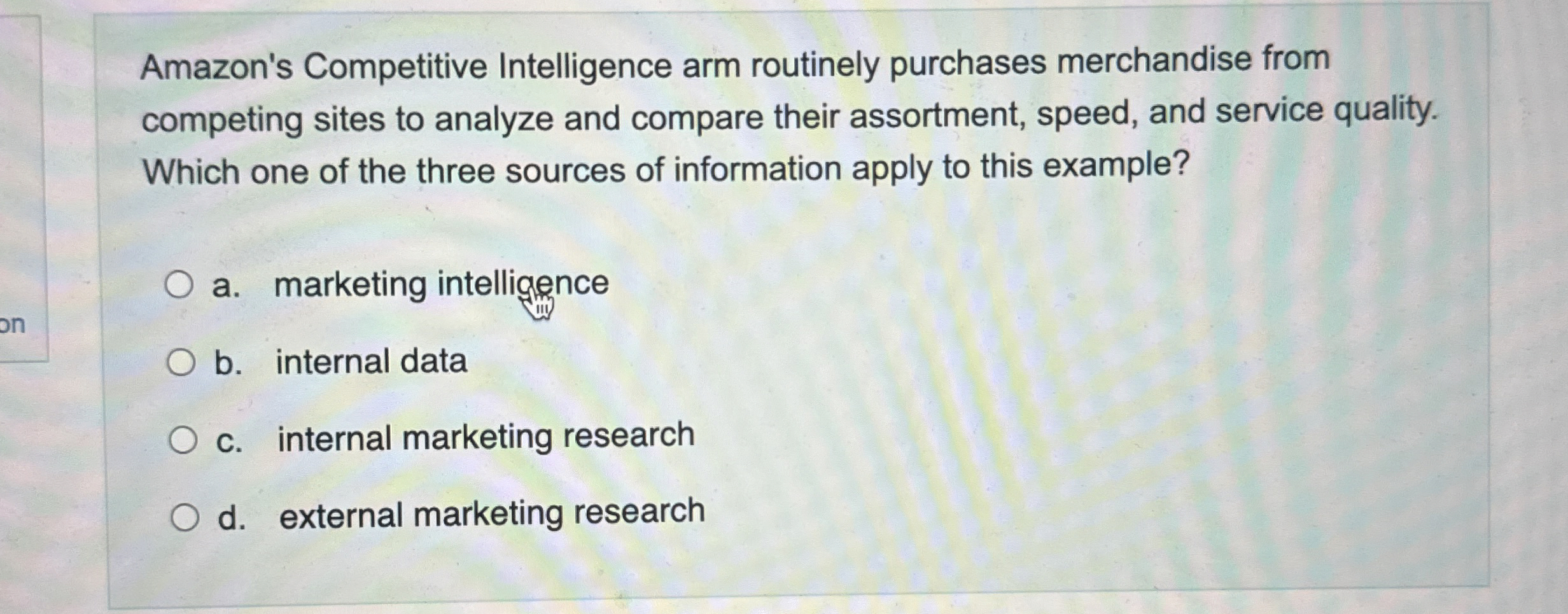Solved Amazon's Competitive Intelligence arm routinely