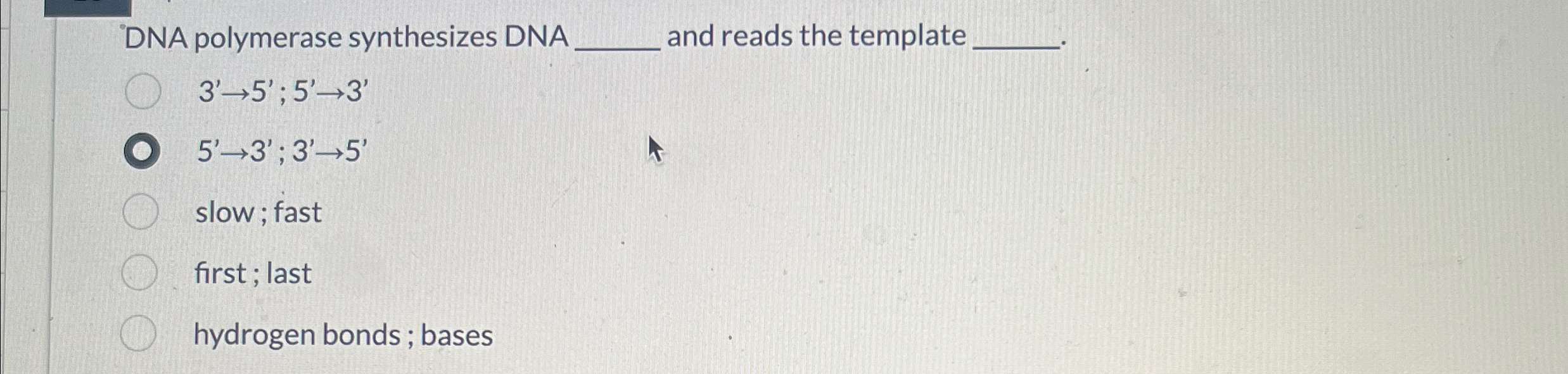 Solved DNA polymerase synthesizes DNA q, ﻿and reads the | Chegg.com 