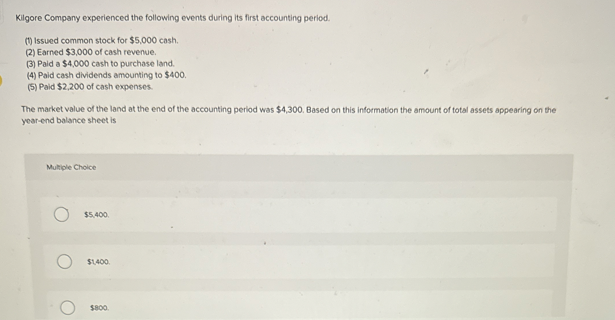 Solved Kilgore Company experienced the following events | Chegg.com