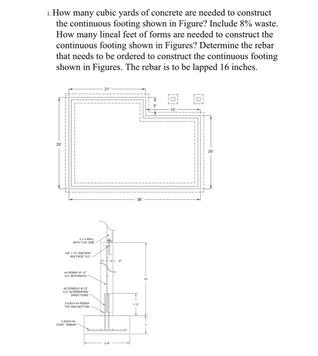 1. How many cubic yards of concrete are needed to
