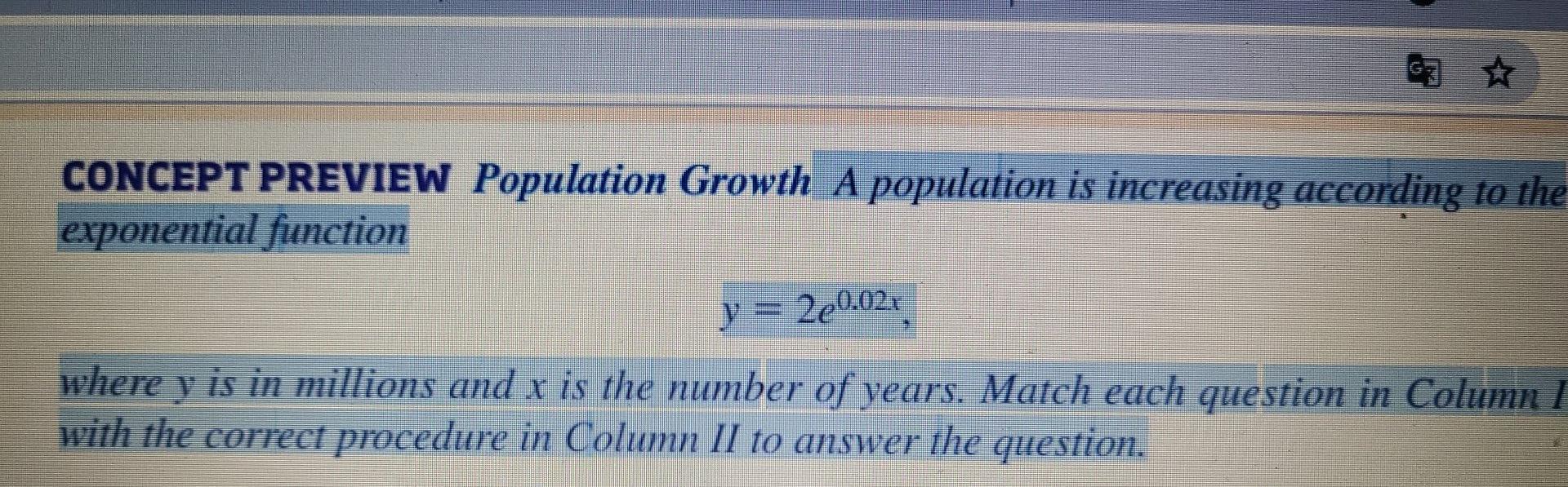 Solved & 图 * CONCEPT PREVIEW Population Growth A population | Chegg.com