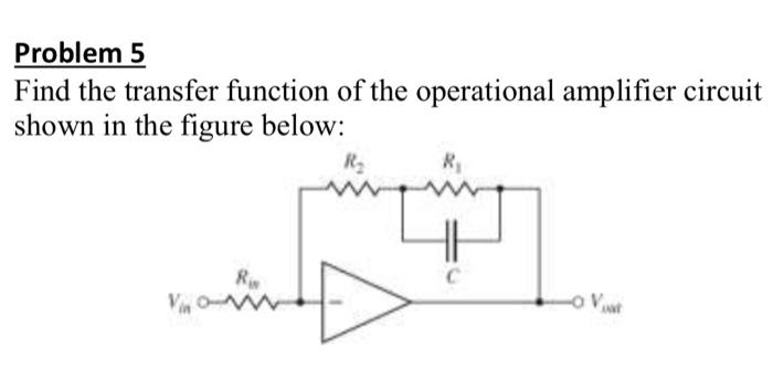 Solved Problem 5 Find the transfer function of the | Chegg.com