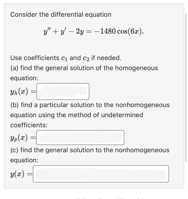 Solved Consider the differential equation | Chegg.com