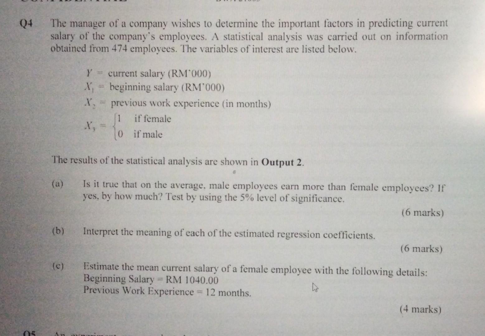 Solved The manager of a company wishes to determine the | Chegg.com