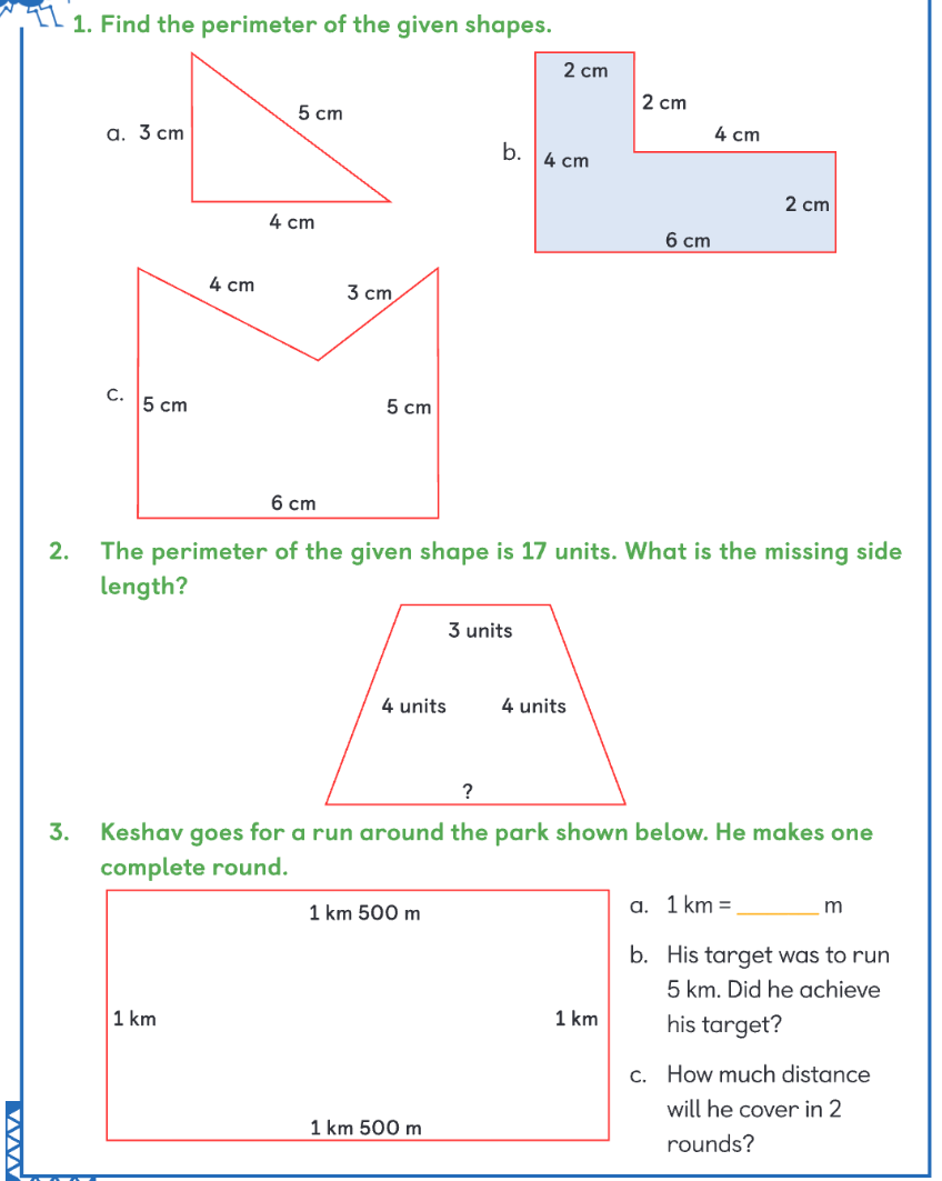 Solved Find the perimeter of the given shapes.IThe perimeter | Chegg.com