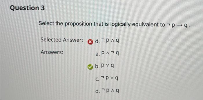Solved Select the proposition that is logically equivalent | Chegg.com