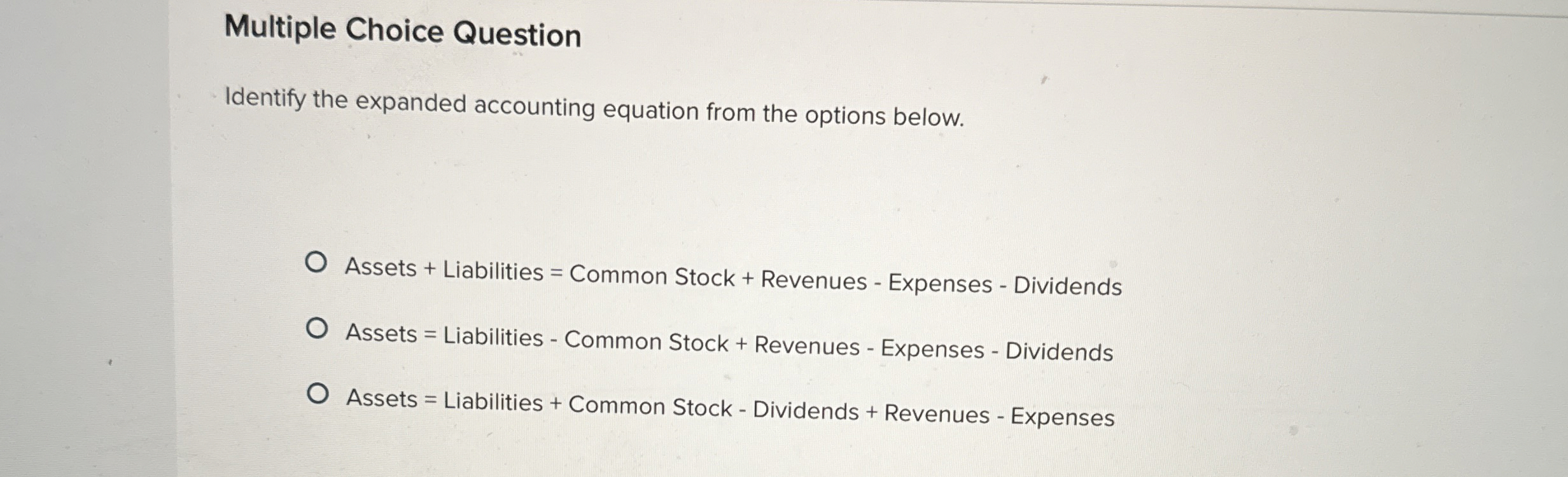 Solved Multiple Choice QuestionIdentify the expanded | Chegg.com