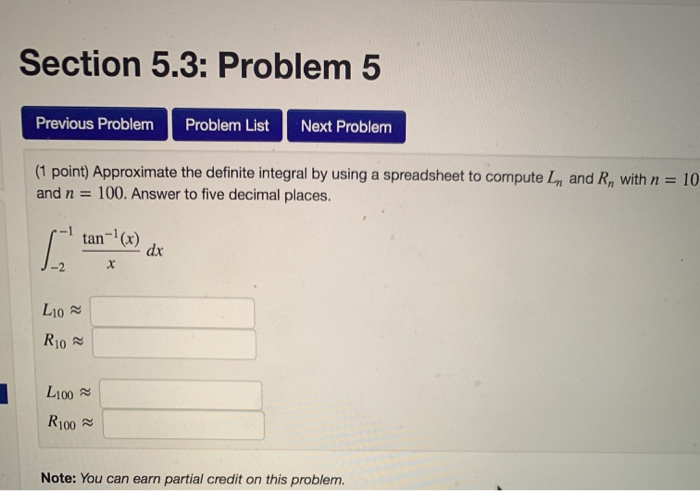 Solved Section 5.3: Problem 3 Previous Problem Problem List | Chegg.com