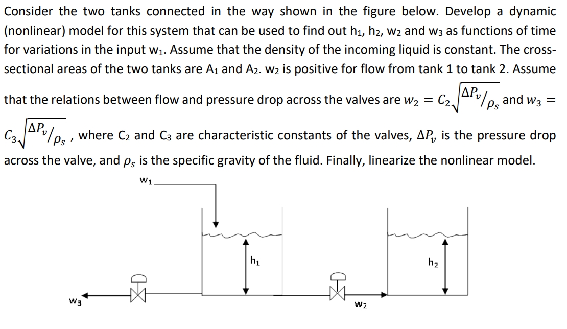 Solved Consider the two tanks connected in the way shown in | Chegg.com