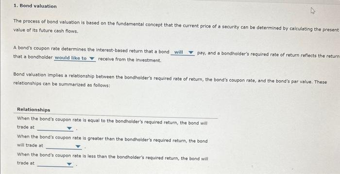 Solved The process of bond valuation is based on the | Chegg.com