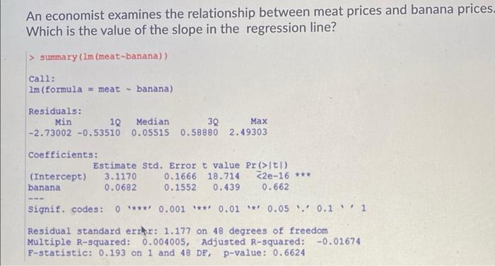 Solved An economist examines the relationship between meat | Chegg.com