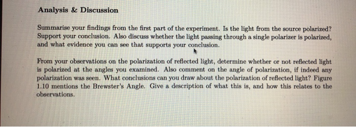 Solved Part IV: Polarization of Light Apparatus • 2 | Chegg.com