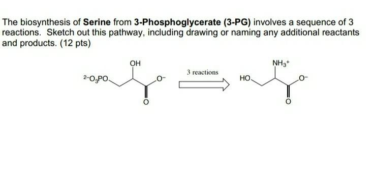 Solved The biosynthesis of Serine from 3-Phosphoglycerate | Chegg.com