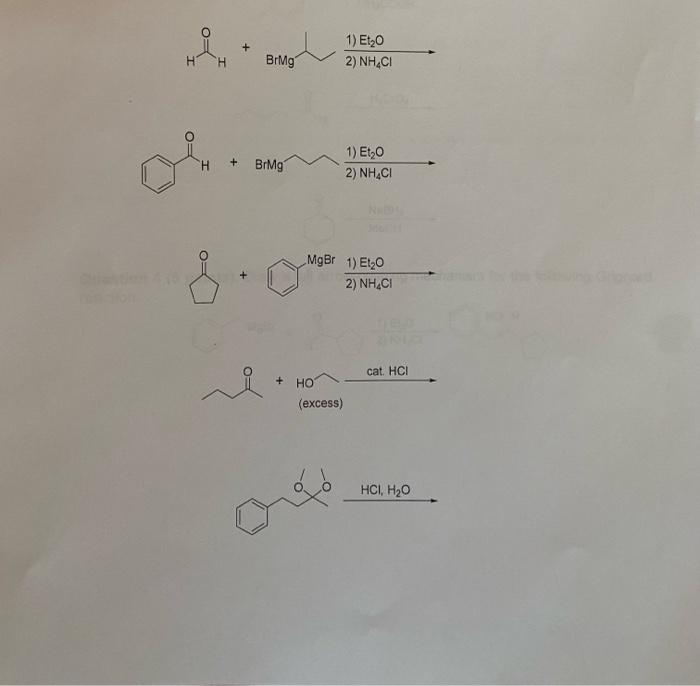 Solved 1) Et2O +BrMg 2) NH4Cl 1) Et2O 2) NH4Cl 1) Et2O | Chegg.com