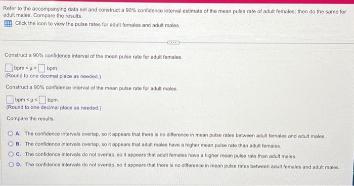 Solved Refer to the accompanying data set and construct a | Chegg.com