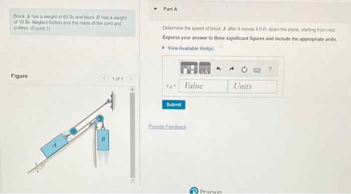 Solved Block A Has A Woight Of 60 Llb And Block B Has A | Chegg.com