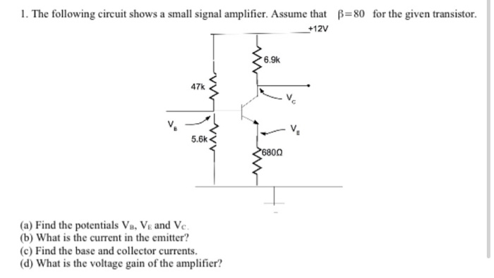 Solved 1. The Following Circuit Shows A Small Signal | Chegg.com