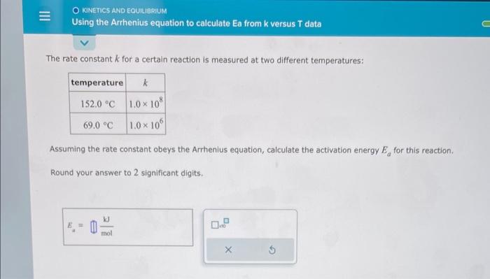 Solved The rate constant k for a certain reaction is | Chegg.com