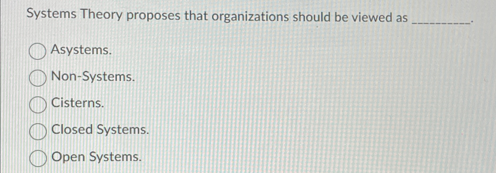 Solved Systems Theory proposes that organizations should be | Chegg.com