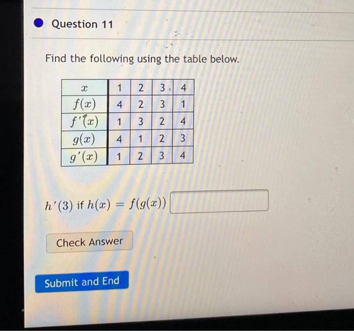 Solved Question Find The Following Using The Table Below Chegg Com