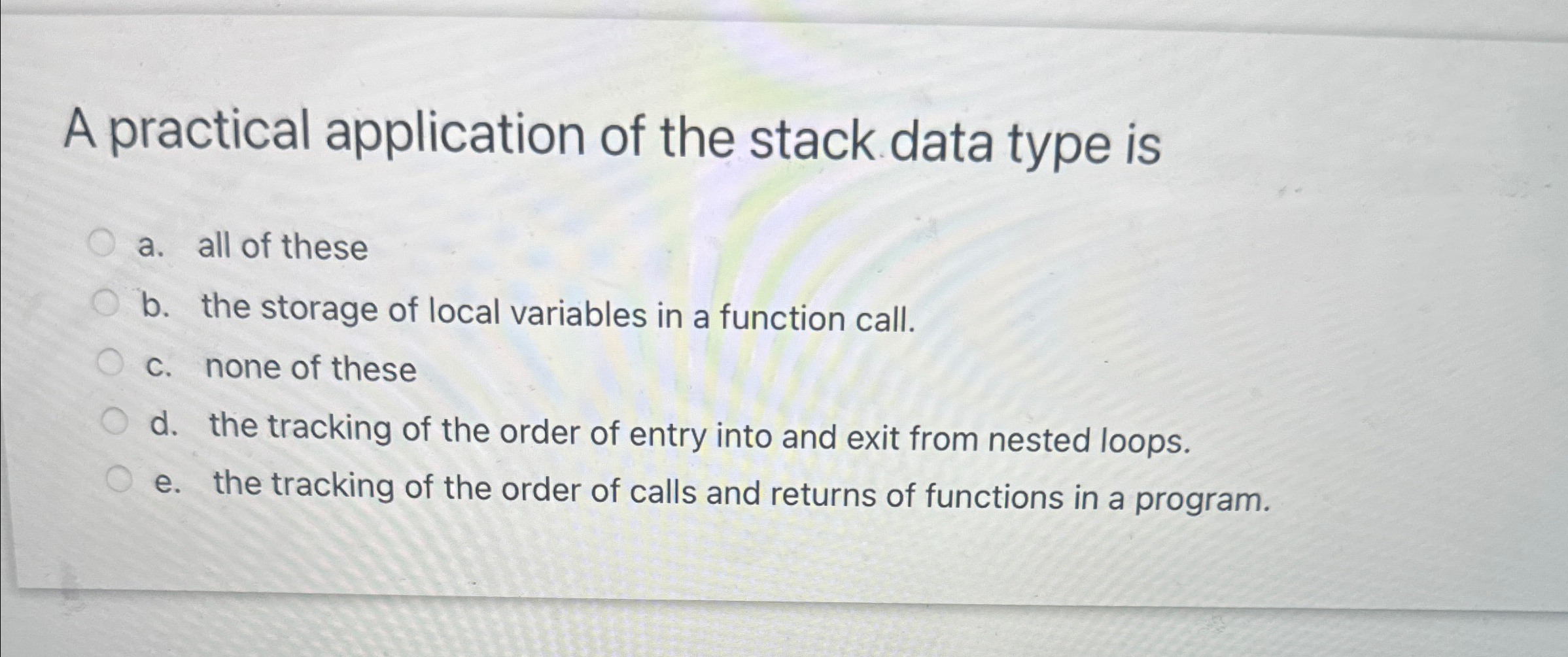 Solved a practical application of the stack data type isa chegg