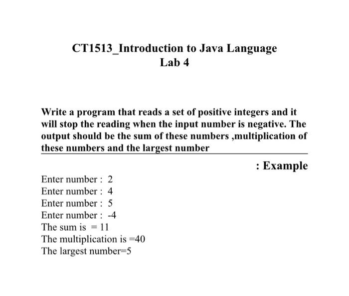 Solved CT1513_Introduction to Java Language Lab 4 4 Write a | Chegg.com