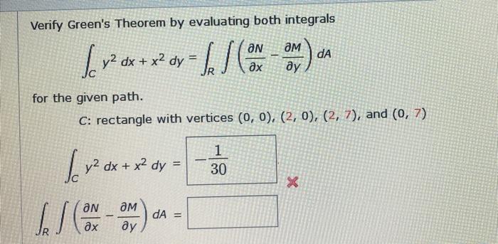 Verify Green S Theorem Evaluating Both Integrals Chegg 