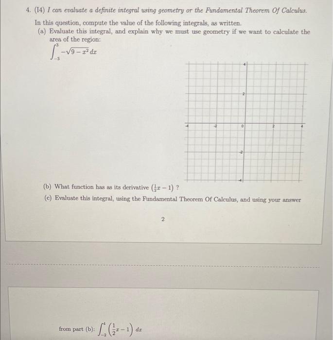 Solved 4. (14) I can evaluate a definite integral using | Chegg.com