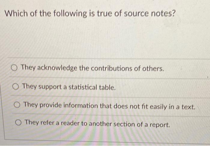 Which of the following is true of source notes? They | Chegg.com