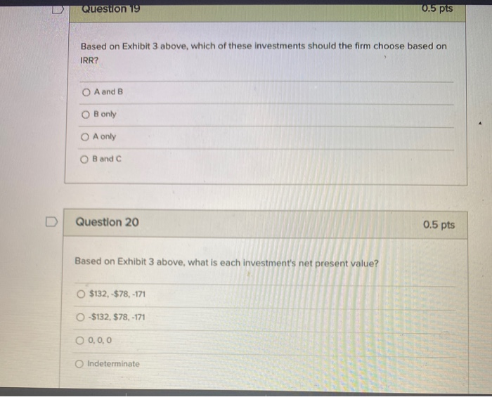 Solved The following 3 Questions are based on Exhibit 3 | Chegg.com