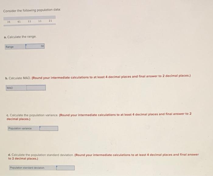 Solved Consider The Following Population Data: A. Calculate | Chegg.com