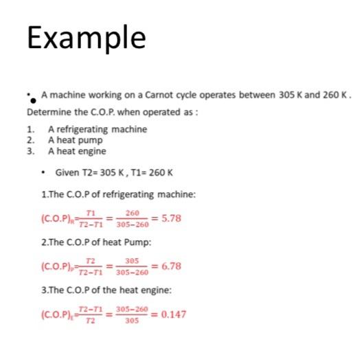 Solved Example A machine working on a Carnot cycle operates