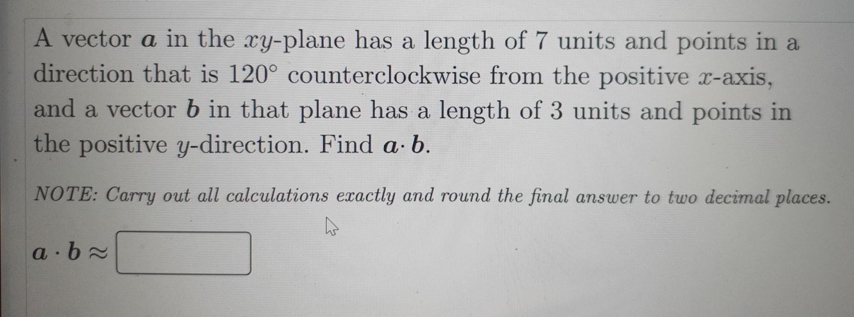 Solved A vector a in the xy-plane has a length of 7 units | Chegg.com