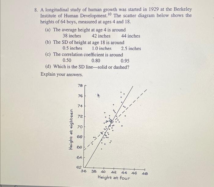 Solved 8. A longitudinal study of human growth was started
