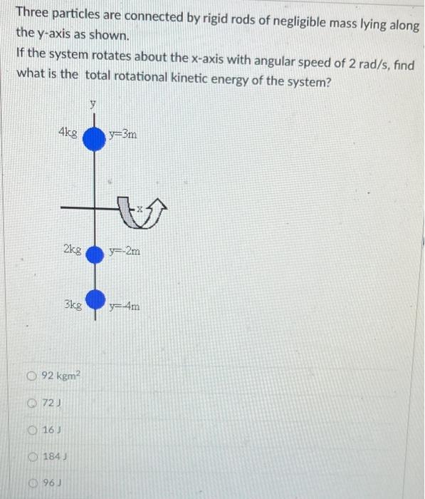 Solved Three particles are connected by rigid rods of | Chegg.com