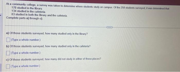 Solved At a community college, a survey was taken to | Chegg.com