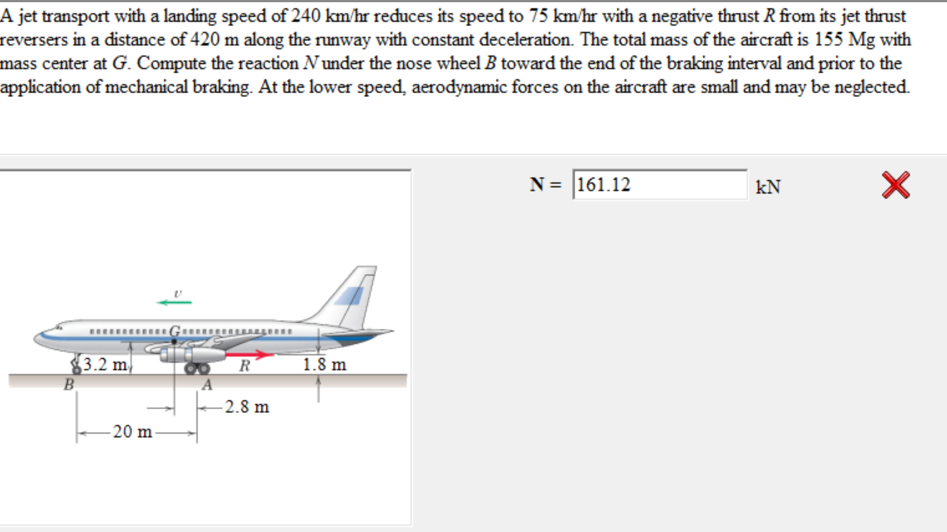 Solved A jet transport with a landing speed of | Chegg.com