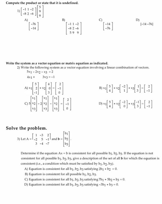Solved please help me solve each one!!Compute the product or | Chegg.com