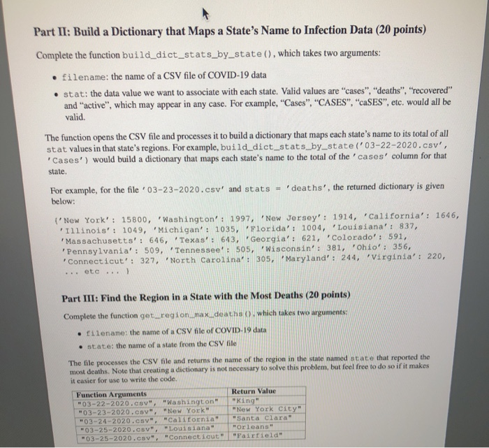 Solved Part II: Build a Dictionary that Maps a State's Name | Chegg.com