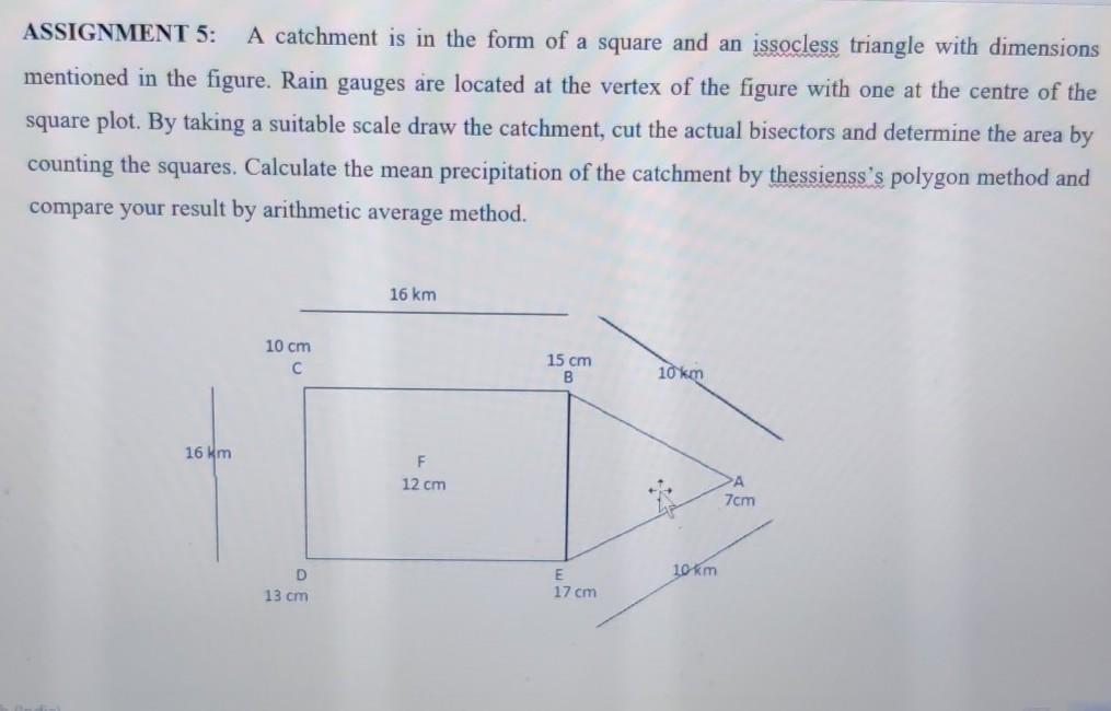 Solved ASSIGNMENT 5 A catchment is in the form of a square