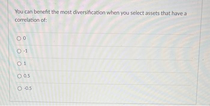 Solved You Can Benefit The Most Diversification When You | Chegg.com