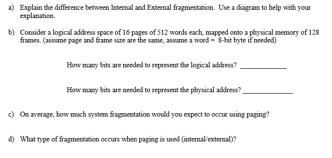 Solved a) Explain the difference between Internal and | Chegg.com