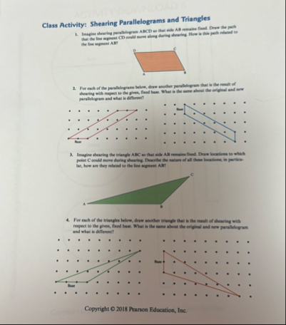Class Activity: Shearing Parallelograms and Triangles | Chegg.com