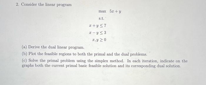 Solved 2. Consider the linear program s.t. | Chegg.com