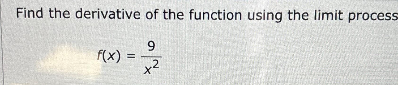 Solved Find the derivative of the function using the limit | Chegg.com