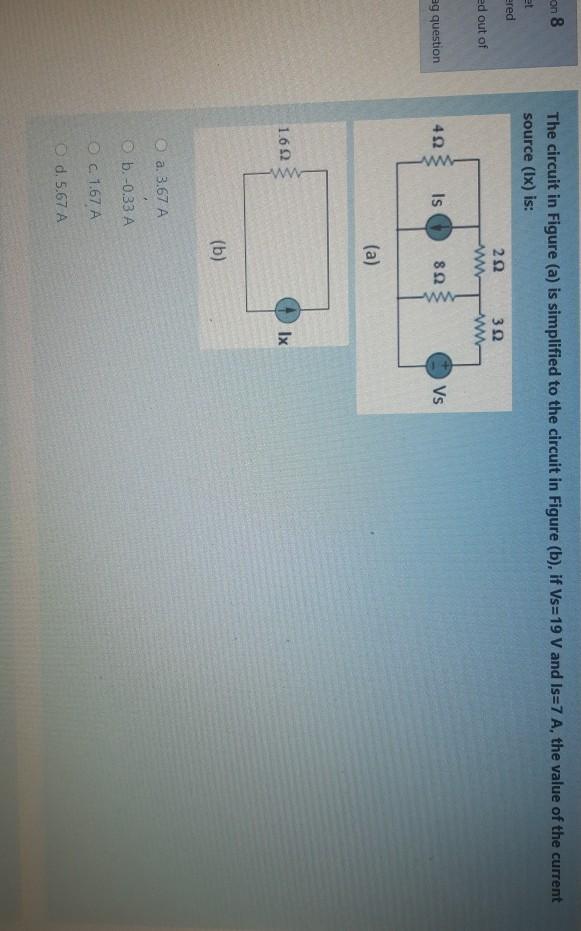 Solved on 8 The circuit in Figure (a) is simplified to the | Chegg.com
