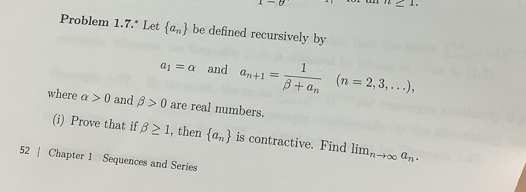 Solved Problem 1 7 Let An Be Defined Recursively By 2 Chegg Com