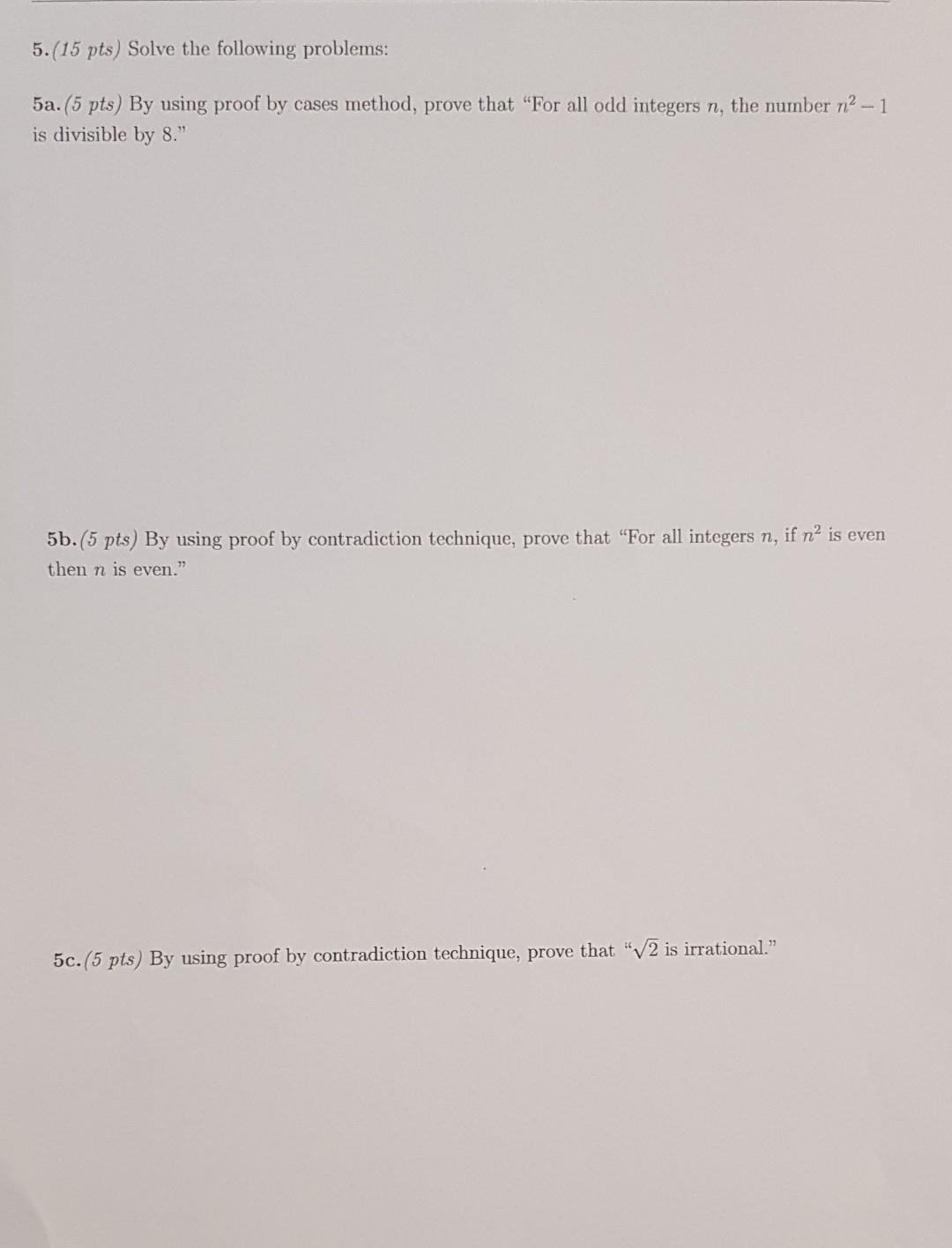 Solved 5.(15 pts) Solve the following problems: 5a. (5 pts) | Chegg.com